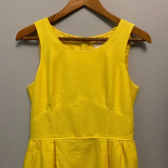 Sunshine Yellow J.Crew Basketweave Cotton Blend Dress - Picture 5 of 11